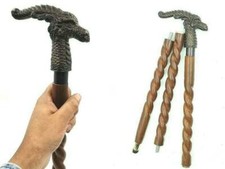 Antique Handmade Victorian best dragon Walking Stick Handle Wooden Walking Cane