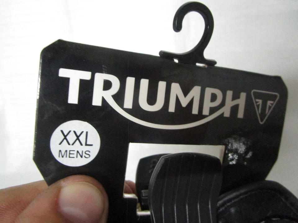 Guantes deportivos triumph triple de cuero negro/blanco para motocicleta 2XL XXL Foto 3 de 4