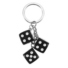 Lucky Dice Keychain Charm, Resin Dice Keyrings with 3 Pendants, Black
