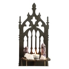 Gothic Throne Shape Wooden Wall Shelf For Home Decors Display Floating Rack