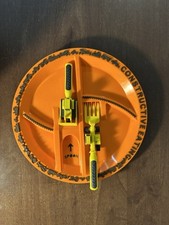 Constructive Eating Kids Plate  2 Utensils Construction Site Fork and Pusher
