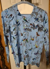 NEW! Quaker Factory Lite Blue Lightweight Sweater w/ Button Front - Medium