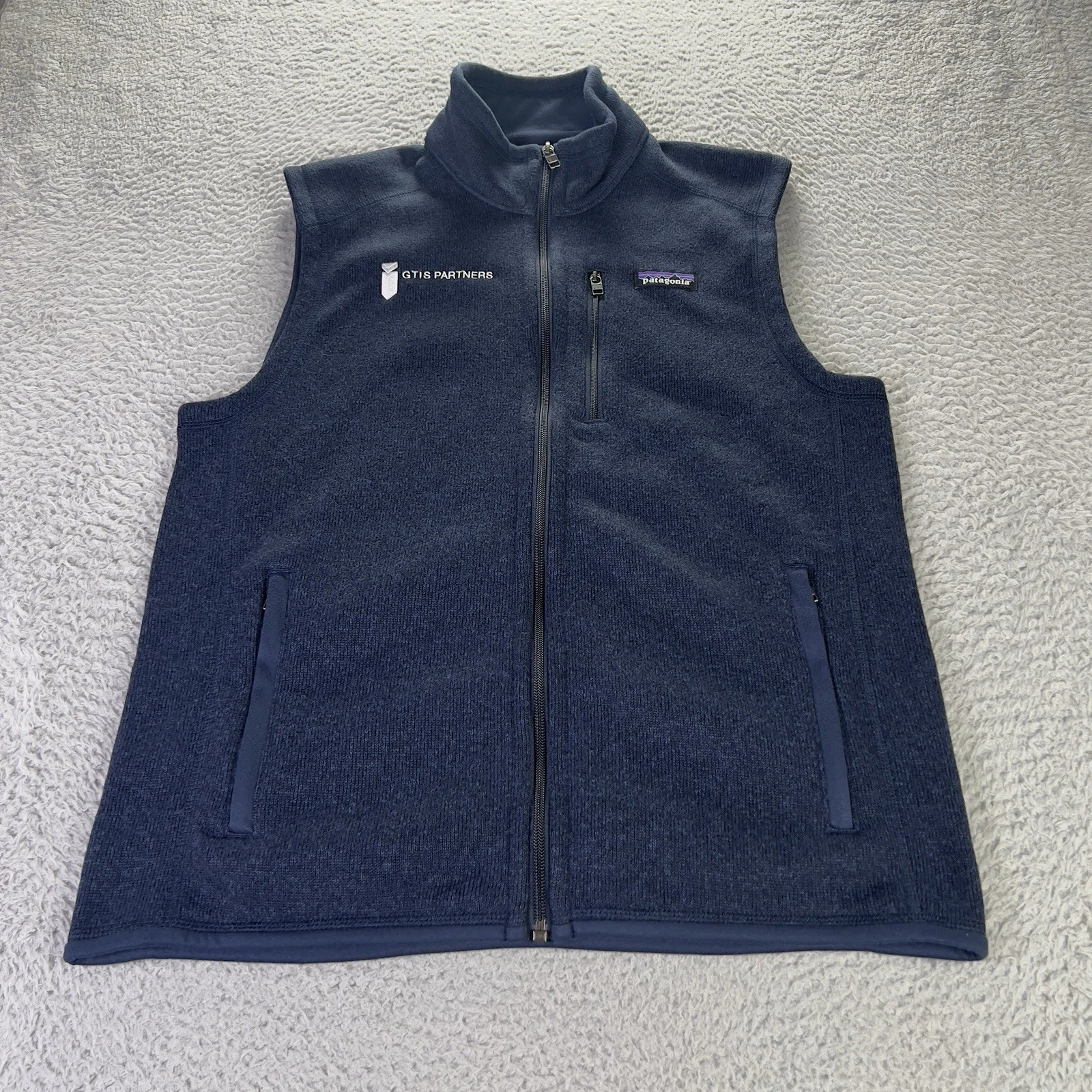 Patagonia Better Sweater Fleece Vest Mens Medium Blue Full Zip Outdoors Logo