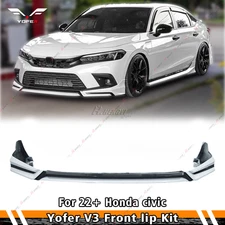 For 22-24 11th Honda Civic Pearl White Black Yofer Front Bumper Lip Splitter Kit