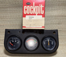 Vdo 3 Gauge Set Woil Pressure Amp Voltage Meters Under Dash Vintage Very Good