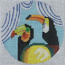 Needlepoint Handpainted Colors of Praise Pair of Toucans 3" IN331