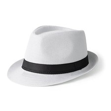 Classic Short Brim Fedora Summer Beach Trilby Hat Black Band-white Medium