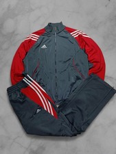 Vintage Y2K Adidas Tracksuit Baggy Fit Größe L Herren Trainingsanzug Grau Rot