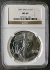 1987 $1 American Silver Eagle Dollar NGC MS69