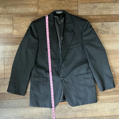 Hardy Amies Savile Row Men's 42R Black Herringbone Blazer 65/35 Poly Wool #39E2