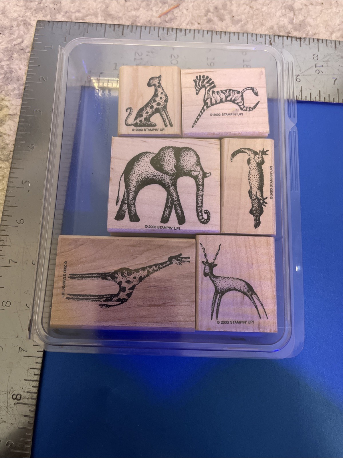 Stampin' Up! Rare! 2003 In The Wild Set Of 6 Mounted Wooden Stamps
