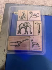 Stampin' Up! Rare! 2003 In The Wild Set Of 6 Mounted Wooden Stamps
