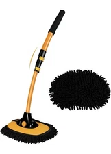 15° Curved Car Wash Brush with Telescopic Handle 43" Aluminum Alloy Long Rod New
