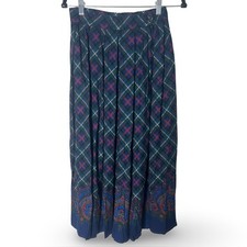 Pendleton Country Sophisticates Vintage Tartan Plaid Pleated Skirt Blue Sz 10