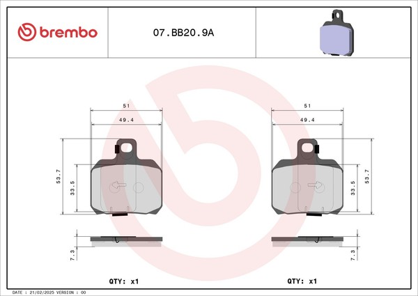 Bremsbelagsatz Scheibenbremse Prime - Sinter - Genuine Brembo 07BB209A FüR Rieju-image
