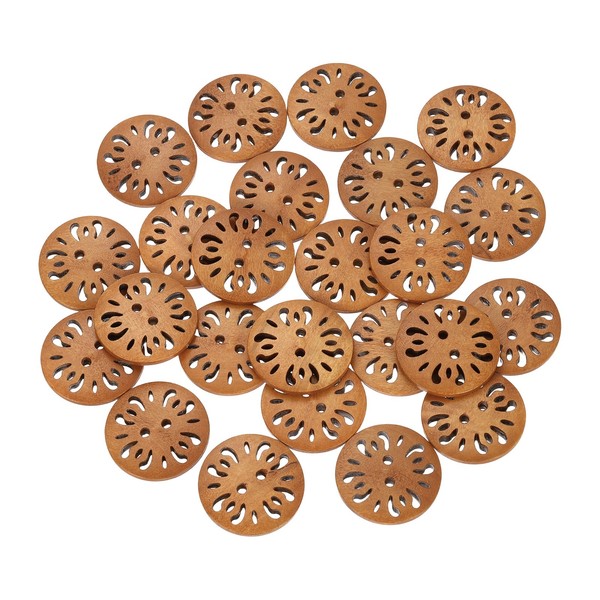 50X 2-Loch Holz KnöPfe 30Mm Rund Braun FüR DIY Kleidung Deko-image