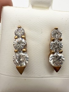 Authentic Gold Plated Graduated Cubic Zirconia Post Earrings