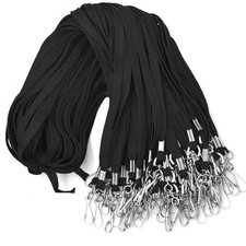 Lanyard 50PCS Lanyards with Swivel Hook clips for ID Name Badge Holder Black