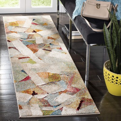 Porcello Collection Runner Rug - 2'3'' x 6', Grey & Multi, Modern Abstract Des...