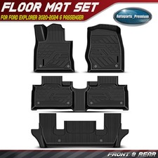 4pcs Front Rear Black Floor Mats Liner For Ford Explorer 2020-2024 6 Passenger 4pcs Front Rear Black Floor Mats Liner For Ford Explorer 2020-2024 6 Passenger