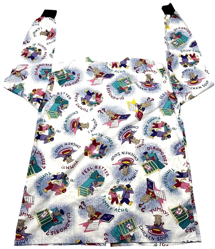 Scrub Jacket Womens (L) Printed 2 Pockets Snap Front Pediatric Oversized NWOT image 2
