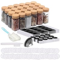 24Er-Set GewüRzgläSer Mit Bambusdeckel, Je 120 Ml, 240 Etiketten