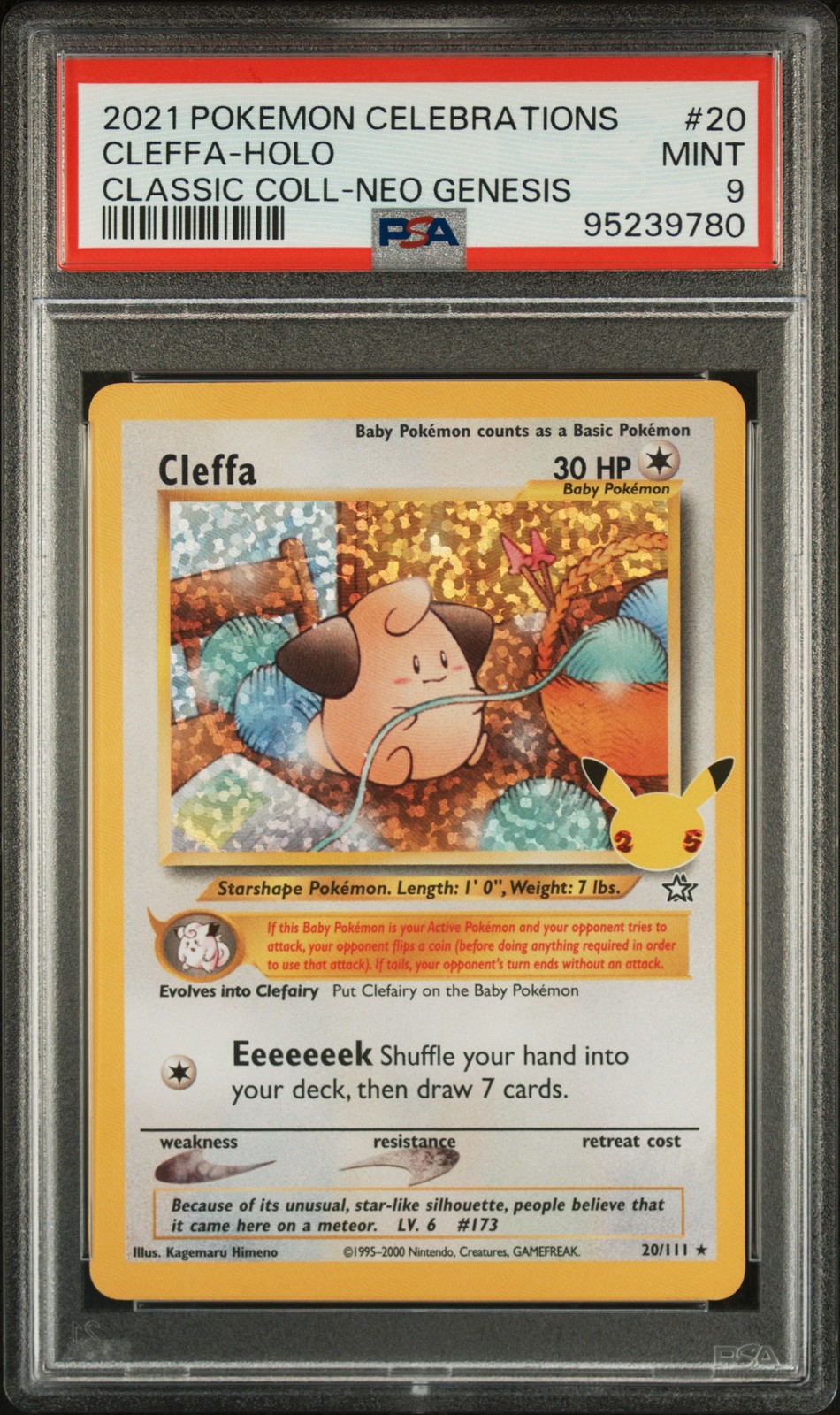 2021 POKEMON CELEBRATIONS CLASSIC COLL #20 CLEFFA-HOLO PSA 9