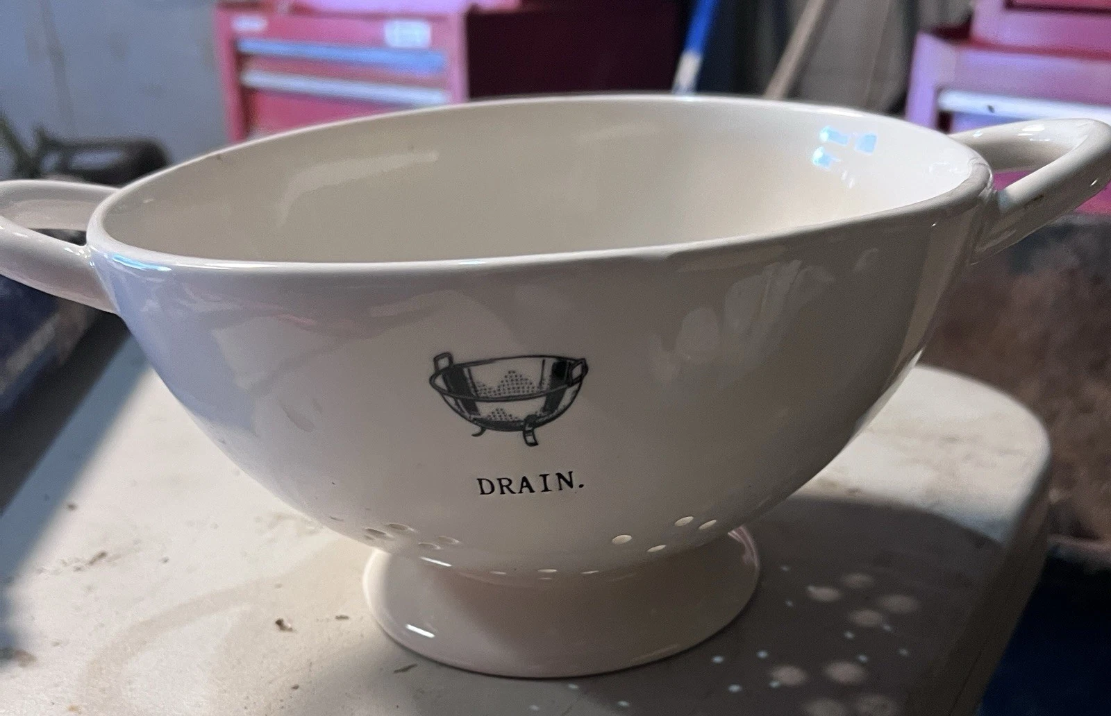 Original Rae Dunn Icon Colander “Drain” 8” Diameter