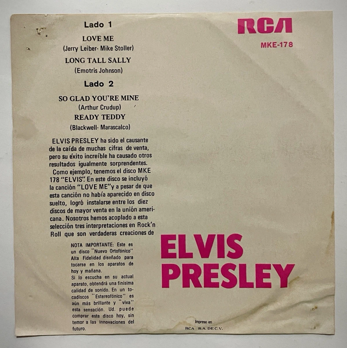 ELVIS PRESLEY So Glad You’re Mine 7” Vinyl EP 1957 MEXICO RCA Victor 4 Tracks