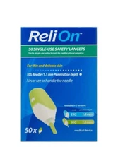 ReliOn New Diabetic Product 30 Gauge 2 in 1 Lancet 50Ct For Delicate Skin 9/2027