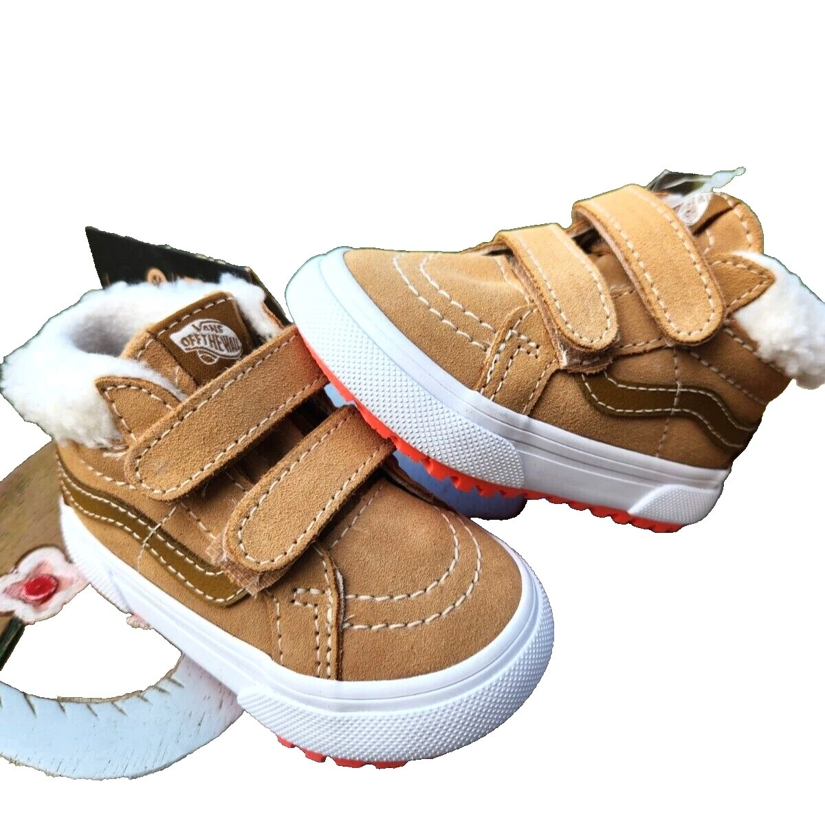 Zapatos de bebé blanco superior de cuero VANS