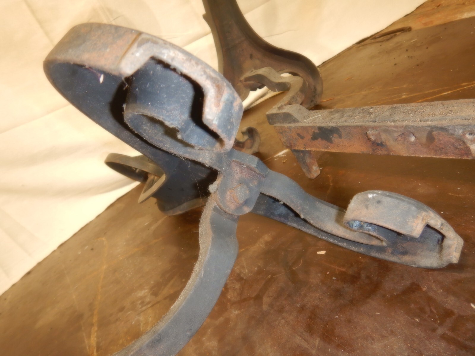 Antique Art Nouveau Gothic Dragon Bradley Hubbard Cast Iron Fireplace Andirons 