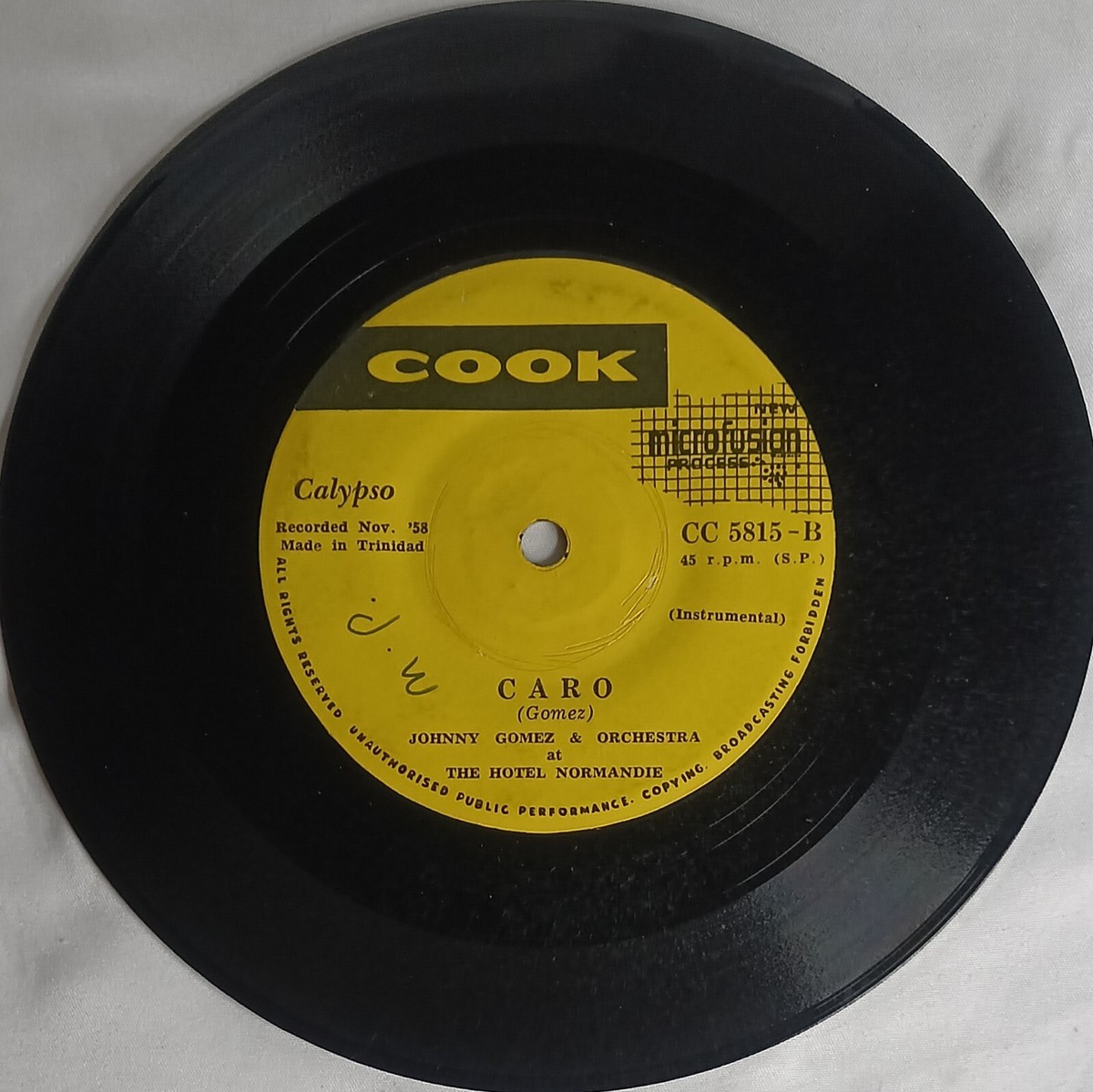 CALYPSO 45 HEAR Johnny Gomez & Orch TANTY LUCY - CARO 1958 Cook VG 