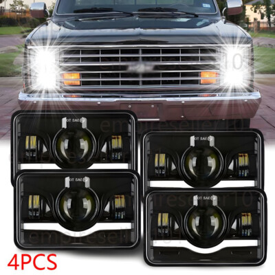 DOT Approved 4pcs 4×6'' LED Hi/Lo Headlights DRL For Chevy Pickup 1981-1987 Truck