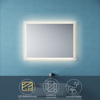 Badspiegel Led 80X60 Mit Beleuchtung Wandspiegel Badezimmerspiegel Lichtspiegel