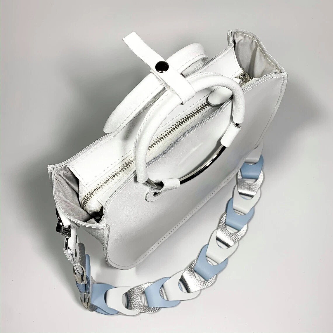 COACH Borsa a mano donna VERA pelle bianca borsetta tracolla