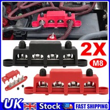 2X Positive Negative Bus Bar Battery Power Distribution Block 4xM8 Terminal 250A