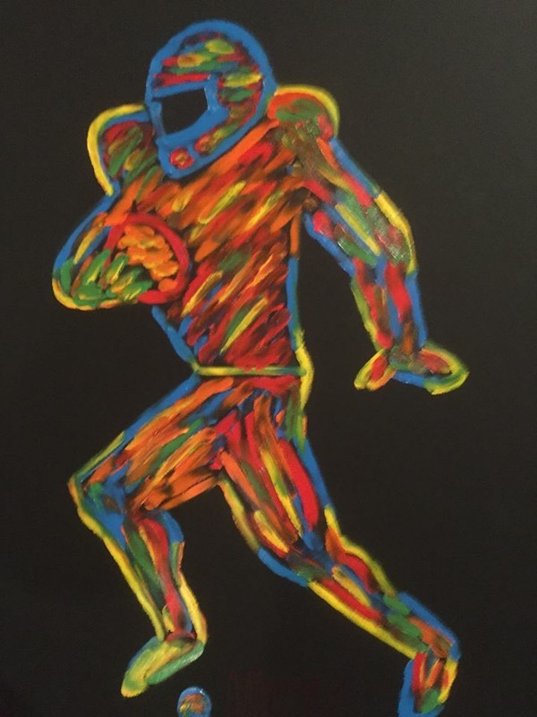 Finger Painted Abstract Painting Art Football Player Kinnaman MKinnamanArt Oil