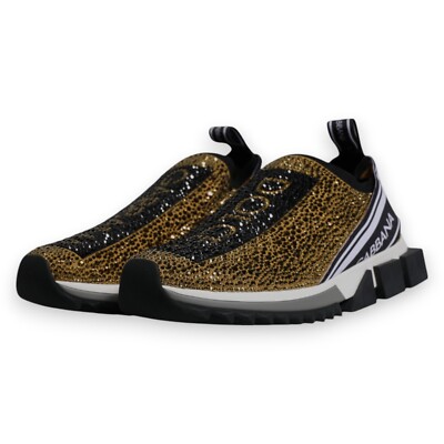 DOLCE & GABBANA Shoes Gold Rhinestones Sorrento Sneakers EU40.5 DOLCE & GABBANA Shoes Gold Rhinestones Sorrento Sneakers EU40.5