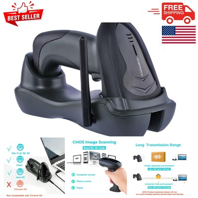 Advanced CMOS Wireless Barcode Scanner with Charging Cradle for Multi-Device Use