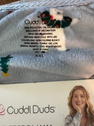 Cuddl Duds Women's V Neck Fleece Long Pajama Set BearPrint Size XXL NWT - Picture 3 of 3