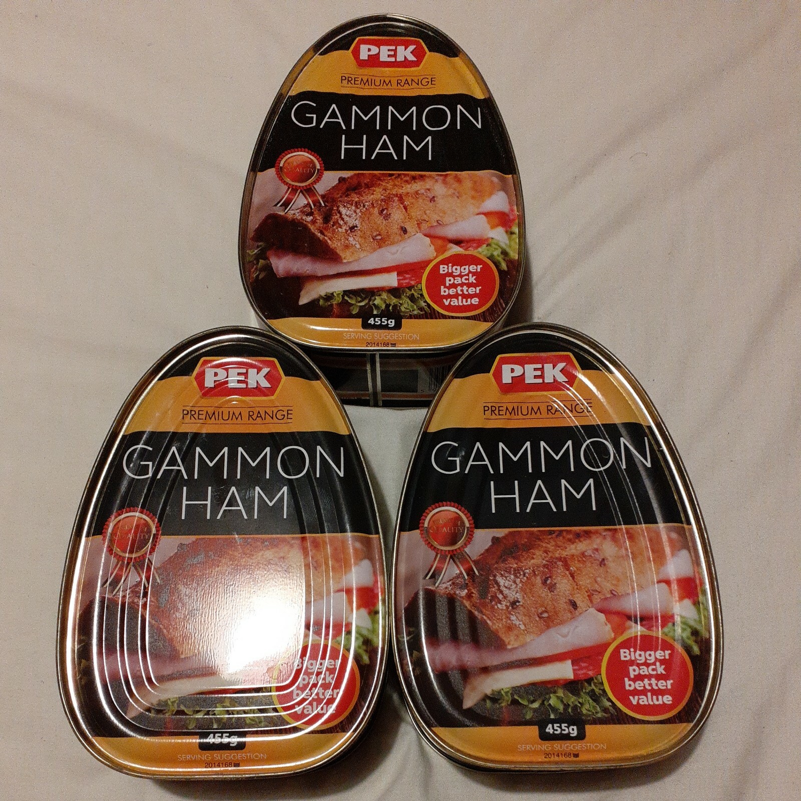 3 PEK GAMMON  Ham 3 cans x 455g= 1.365Kg. Tinned meat. Free P&P.