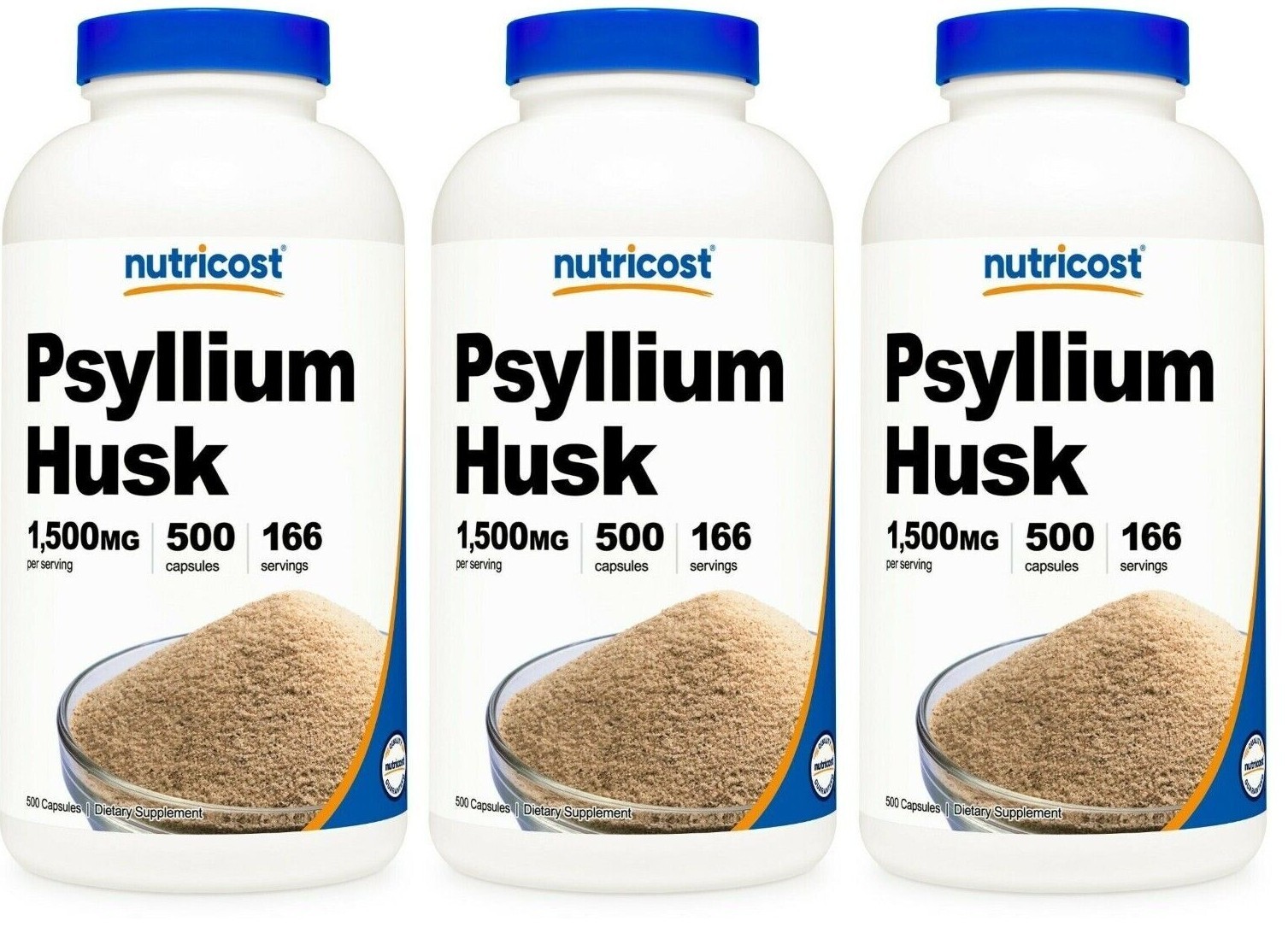 Шелуха подорожника 1500 мг на порцию 3X500 капсул Клетчаткабез ГМОглютена Nutricost 14290₽