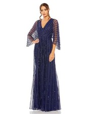 Mac Duggal 93841 Kimono Sleeve V neck Gown Plus Sz 20 Navy $598