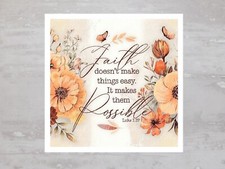 Bible Verse Luke 1:37 Christian Faith Fabric Panel Craft Sewing Quilt Block A613