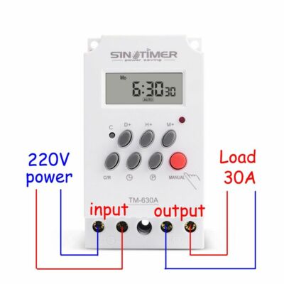 Digital Timer Switch Relay 30A AC 220V DC 12V Din Rail Programmable LCD Clock
