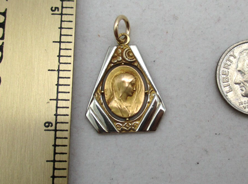 Vintage 18K Yellow White Gold Emile Dropsy French Virgin Mary Pendant vintage-18k-yellow-white-gold-emile-dropsy-french-virgin-mary-pendant