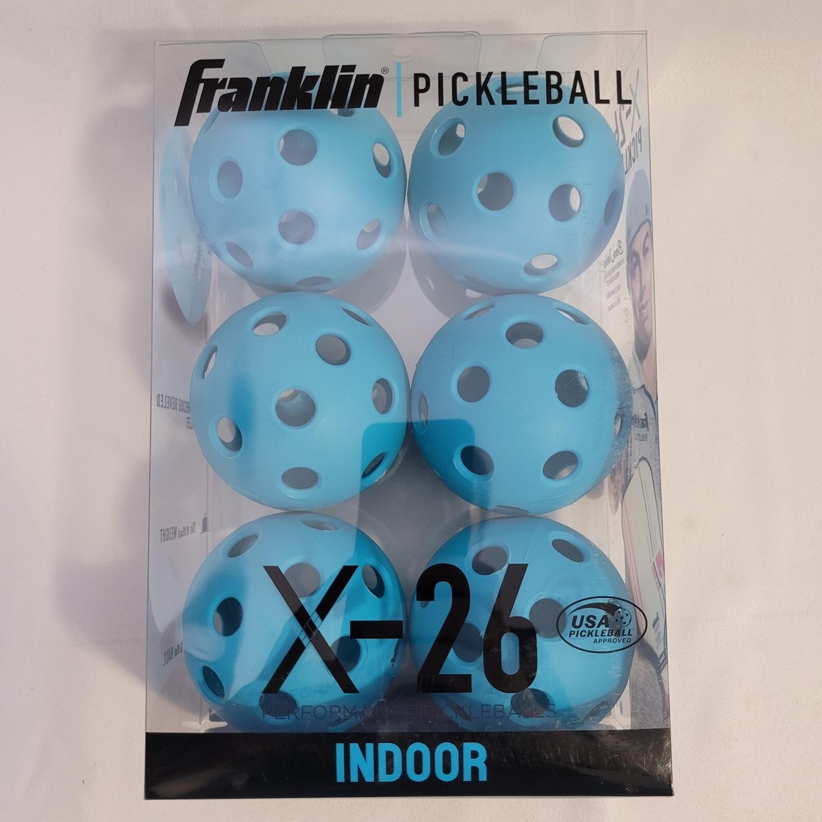 FRANKLIN X-26 Pickleball Indoor Balls - Optic Blue - Lot of 6 NIP