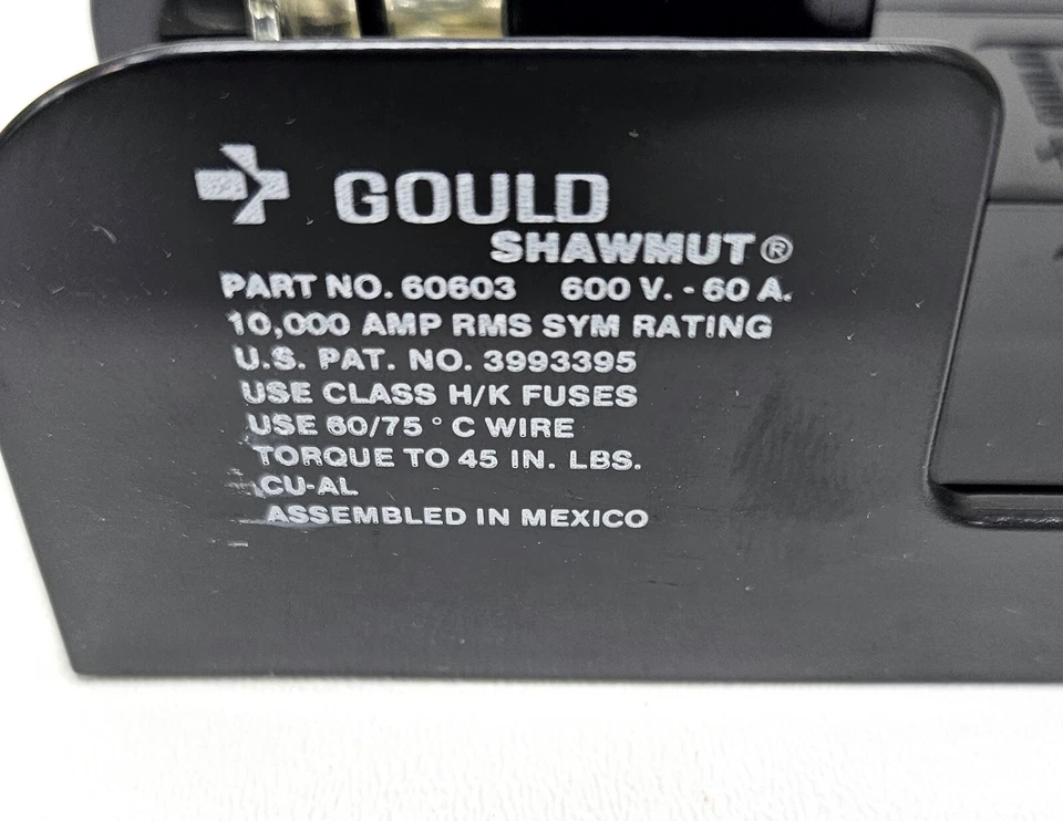 OEM Gould Shawmut 60603 Fuse Holder 60 Amp 600Vac Class H/K - Image 2 of 3