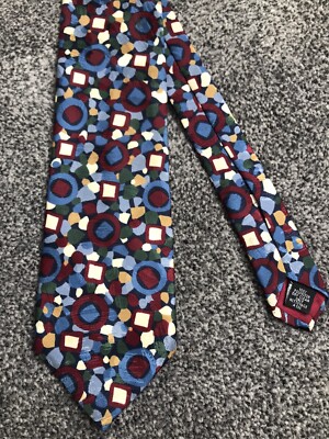Krawattenhalter blau multi geometrisch Polyester Smart Vintage Krawatte 3,5'' breit 55'' lang